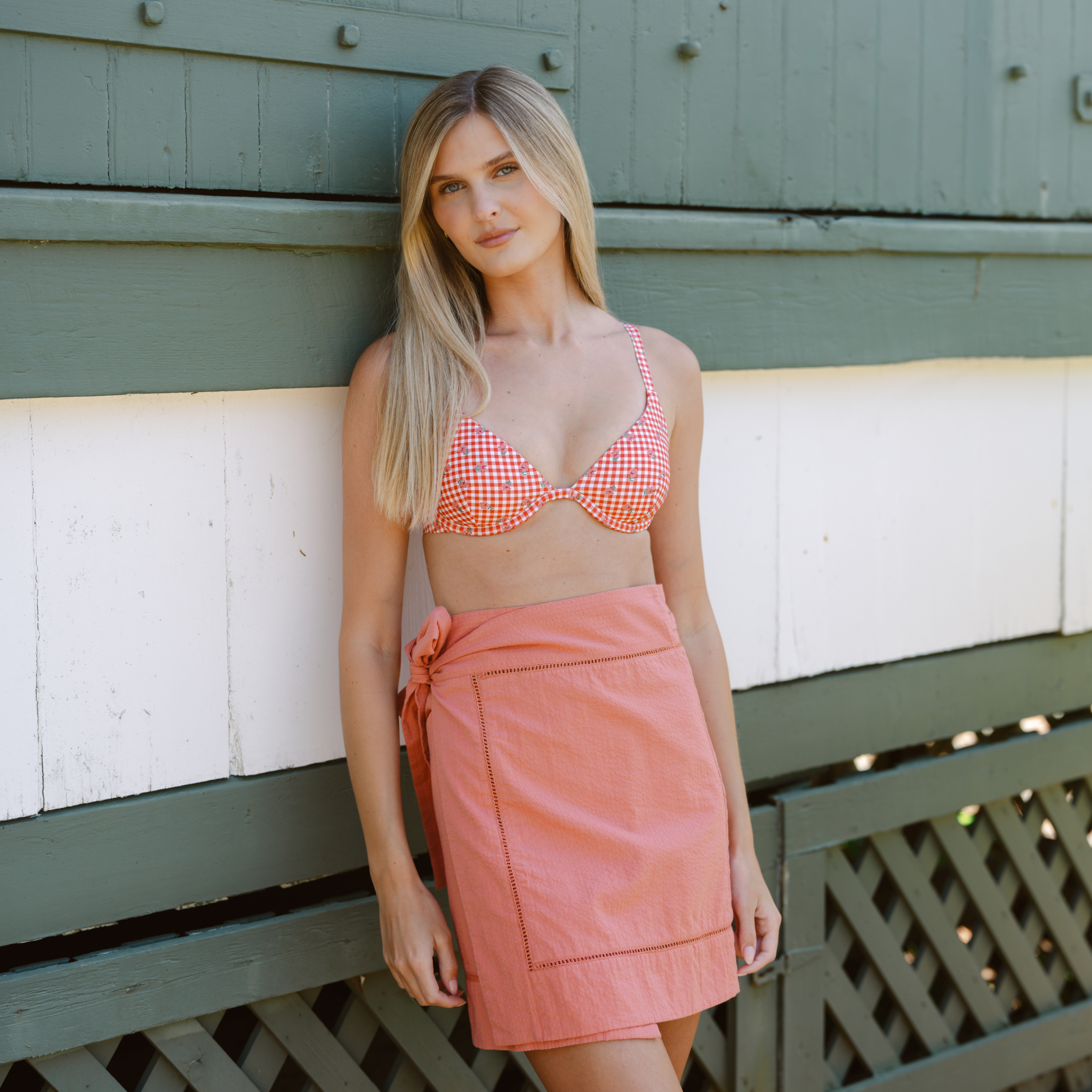 women's sailor red seersucker pareo