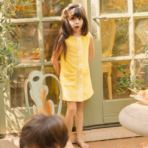 girls soleil french terry button down dress