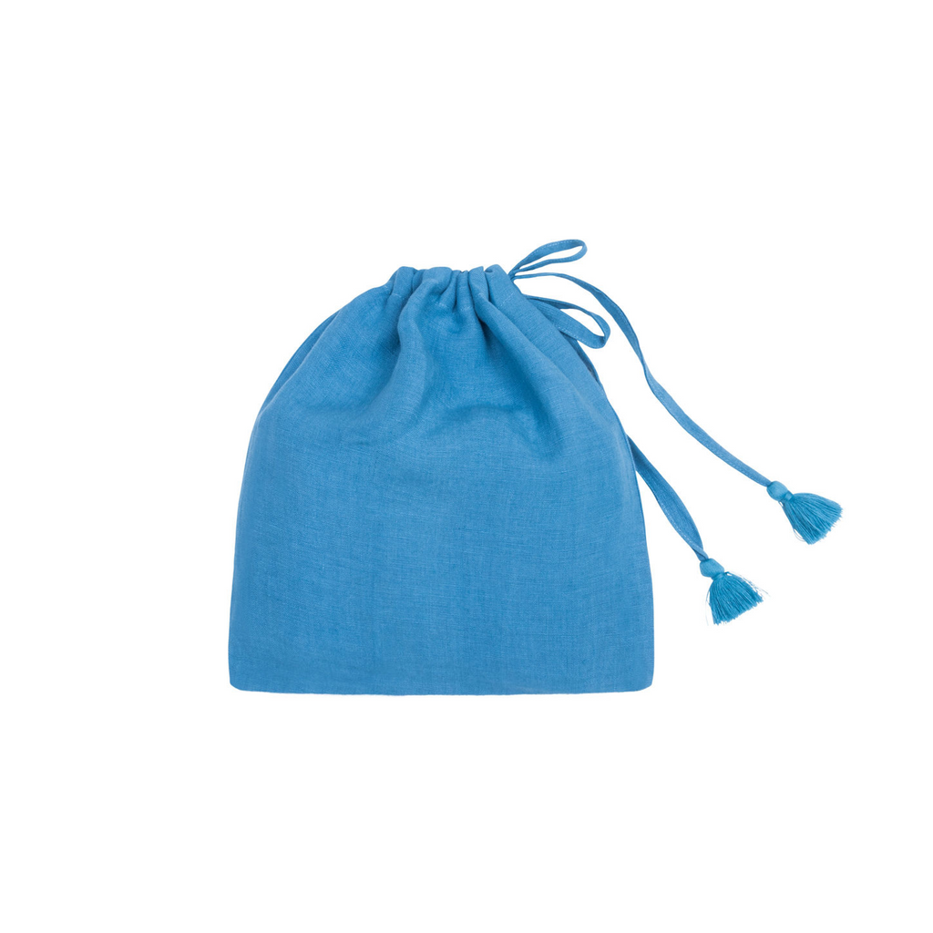 women's cerulean blue linen tie skirt
