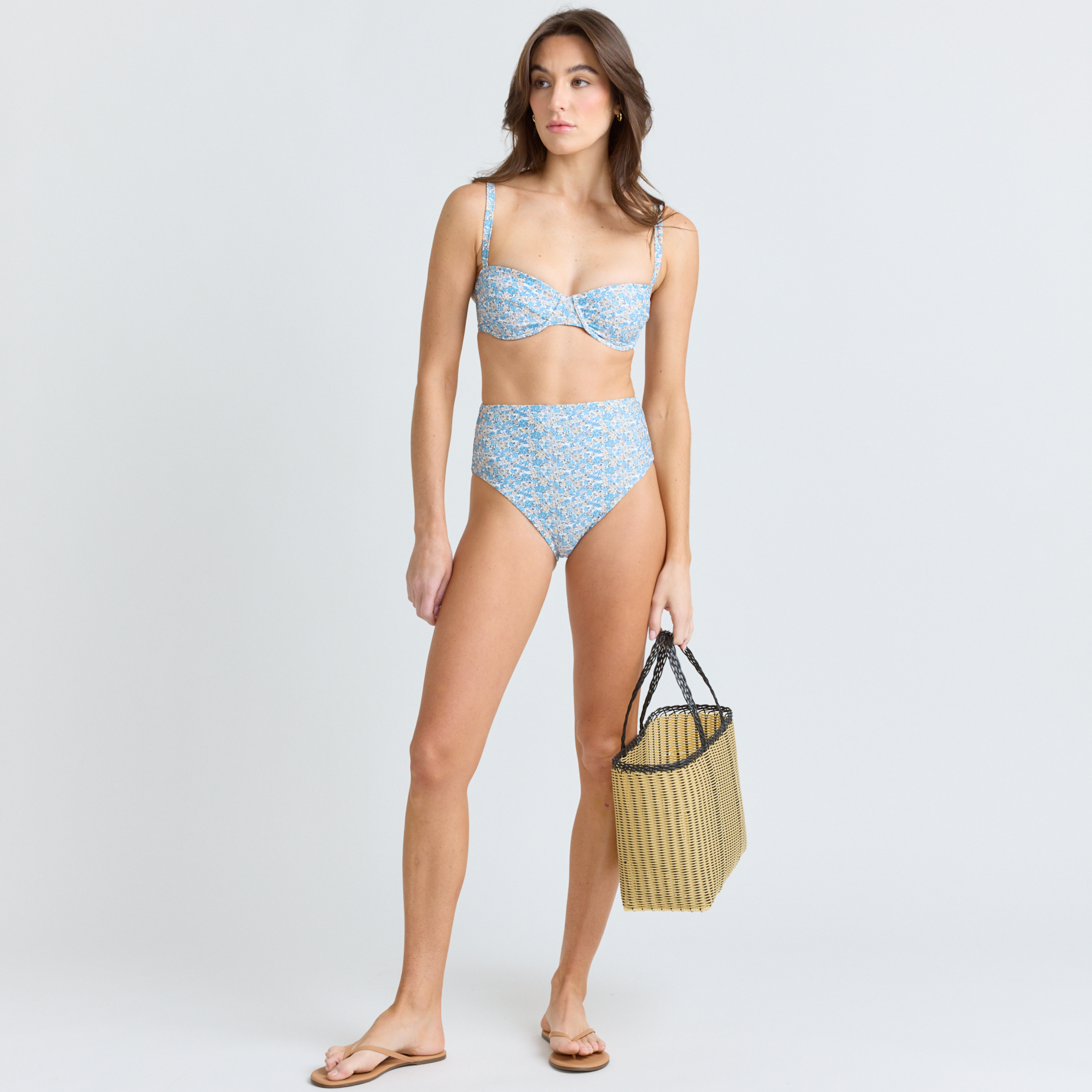women's original slate floral high waisted bikini bottom